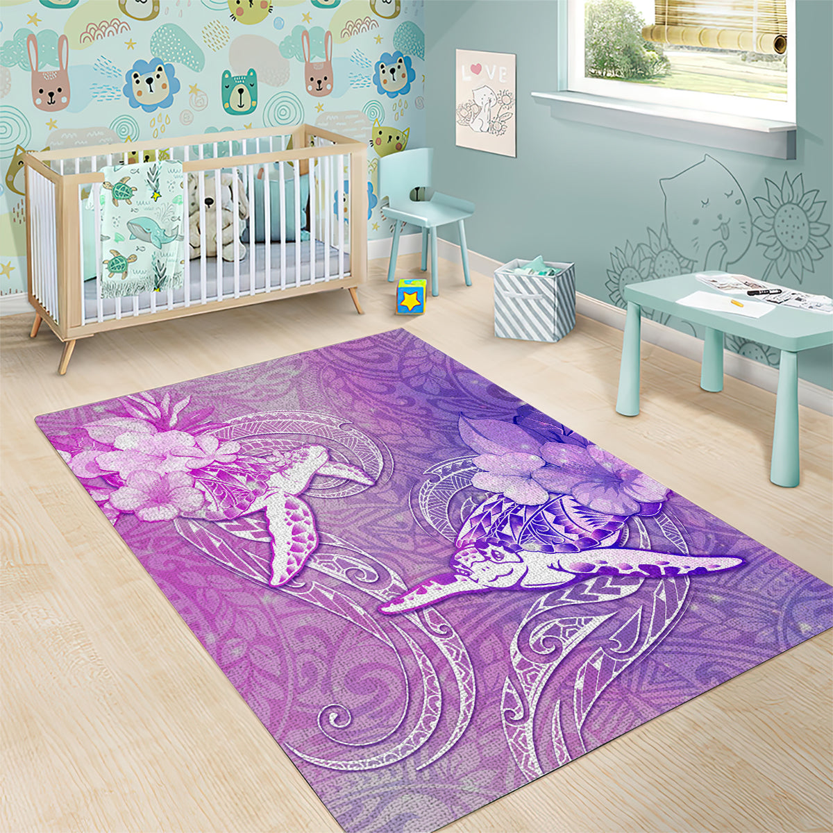 Couple Sea Turtle Love Give Us A Fairytale Area Rug LT05 - Polynesian Pride