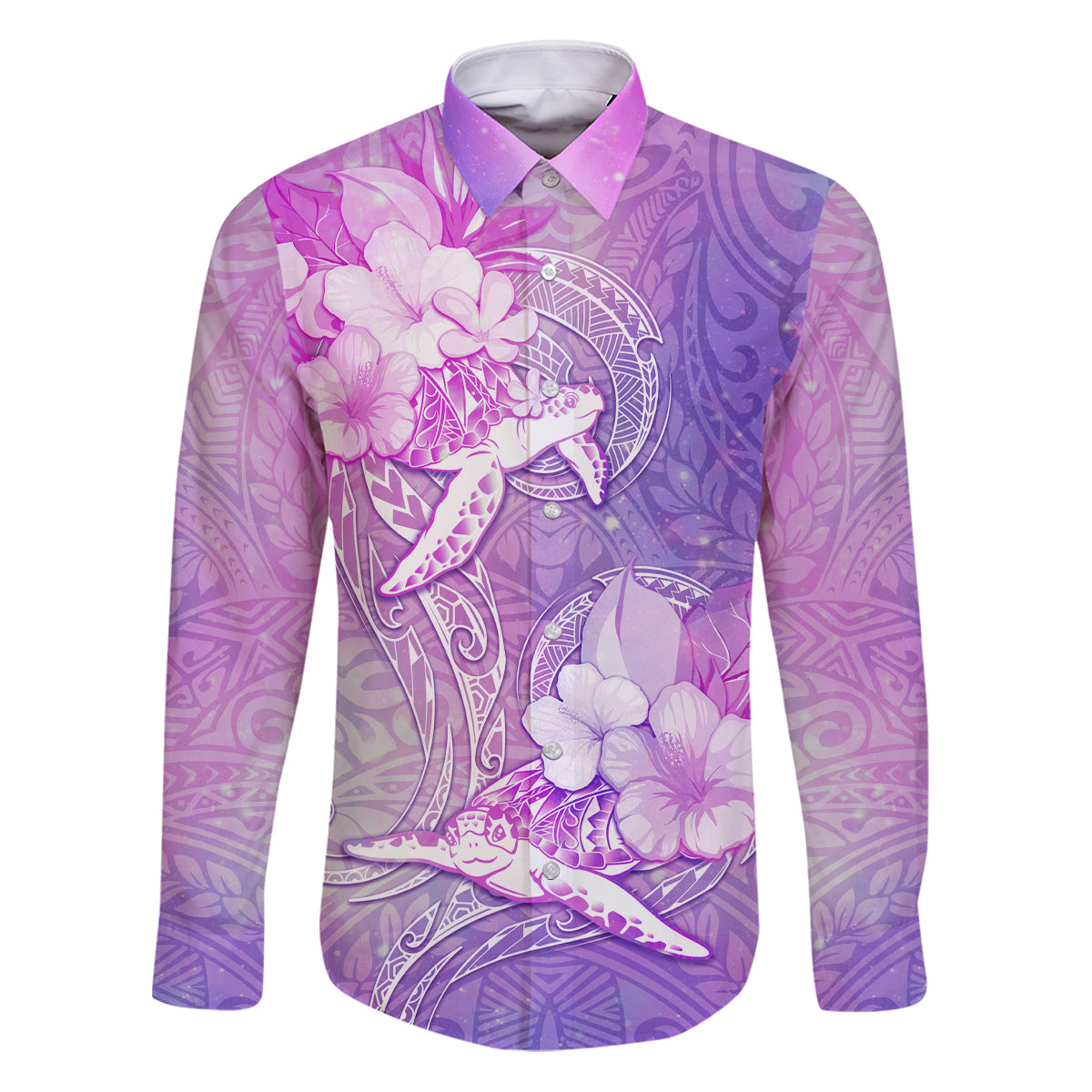 Couple Sea Turtle Love Give Us A Fairytale Family Matching Puletasi Dress and Hawaiian Shirt LT05 Dad's Shirt - Long Sleeve Pink - Polynesian Pride
