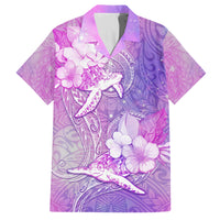 Couple Sea Turtle Love Give Us A Fairytale Family Matching Tank Maxi Dress and Hawaiian Shirt LT05 Dad's Shirt - Short Sleeve Pink - Polynesian Pride