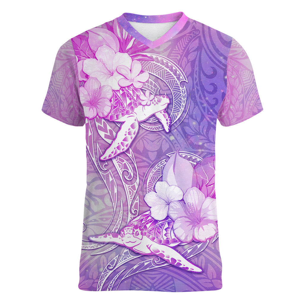 Couple Sea Turtle Love Give Us A Fairytale Women V Neck T Shirt LT05 Female Pink - Polynesian Pride
