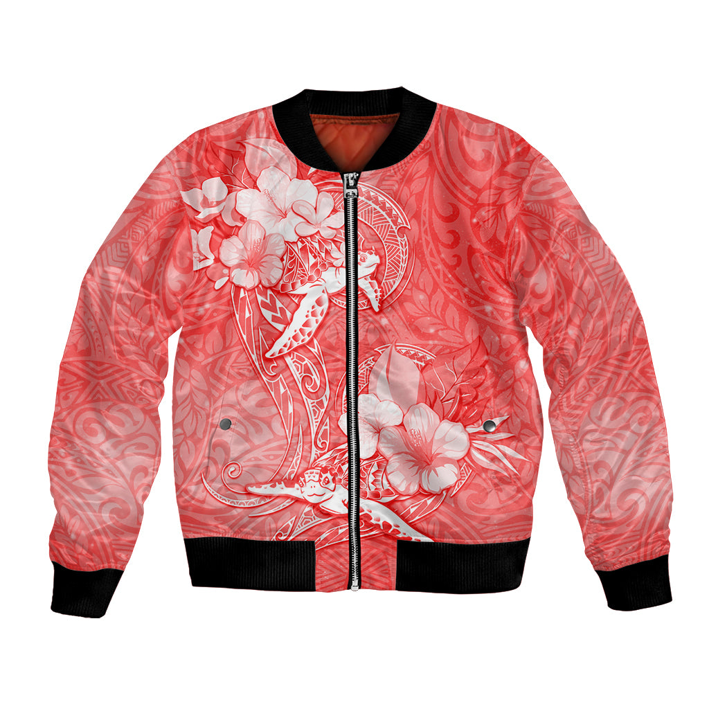 Polynesia Sea Turtle Couple Bomber Jacket Happy Valentine Day Red LT05 Unisex Red - Polynesian Pride