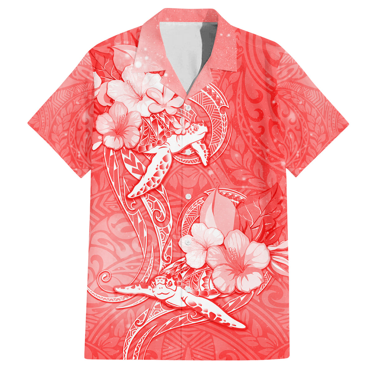 Polynesia Sea Turtle Couple Family Matching Long Sleeve Bodycon Dress and Hawaiian Shirt Happy Valentine Day Red LT05 Dad's Shirt - Short Sleeve Red - Polynesian Pride