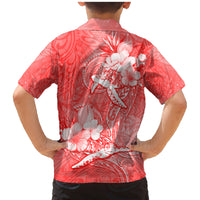 Polynesia Sea Turtle Couple Family Matching Mermaid Dress and Hawaiian Shirt Happy Valentine Day Red LT05 - Polynesian Pride