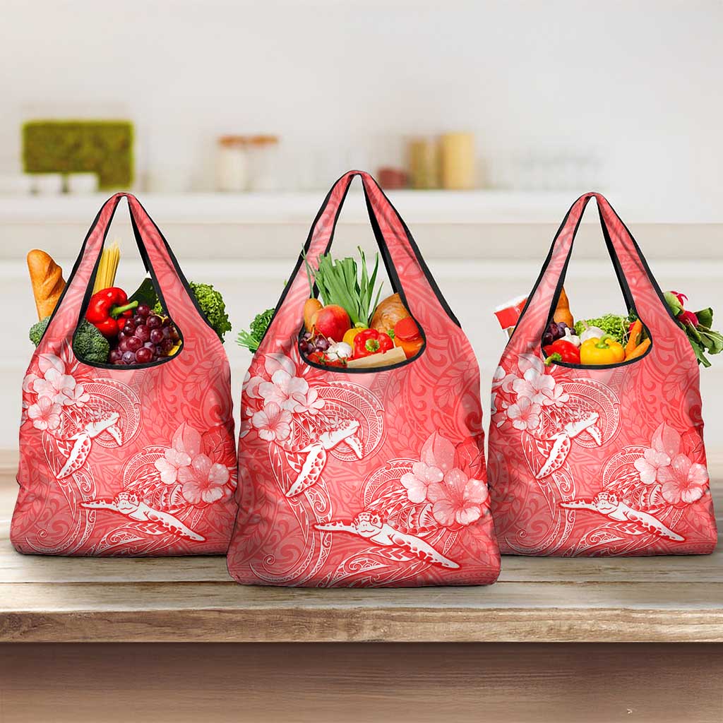 Polynesia Sea Turtle Couple Grocery Bag Happy Valentine Day Red