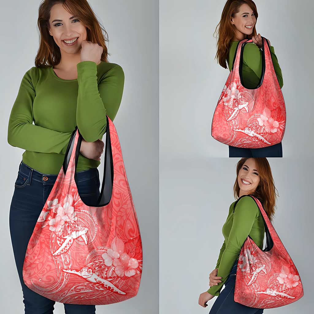 Polynesia Sea Turtle Couple Grocery Bag Happy Valentine Day Red