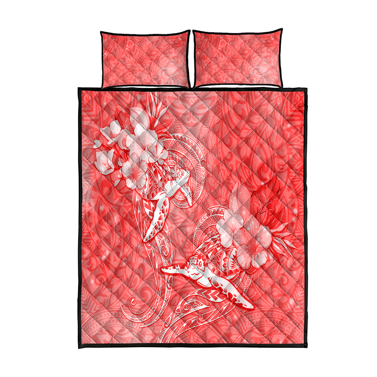Polynesia Sea Turtle Couple Quilt Bed Set Happy Valentine Day Red LT05 Red - Polynesian Pride