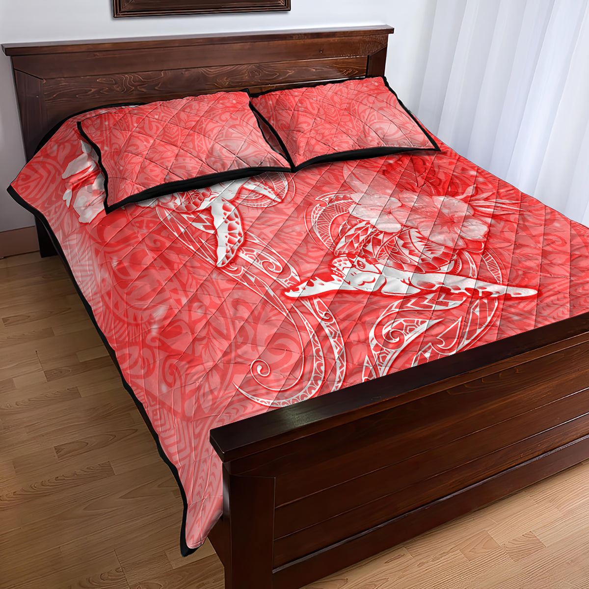 Polynesia Sea Turtle Couple Quilt Bed Set Happy Valentine Day Red LT05 - Polynesian Pride