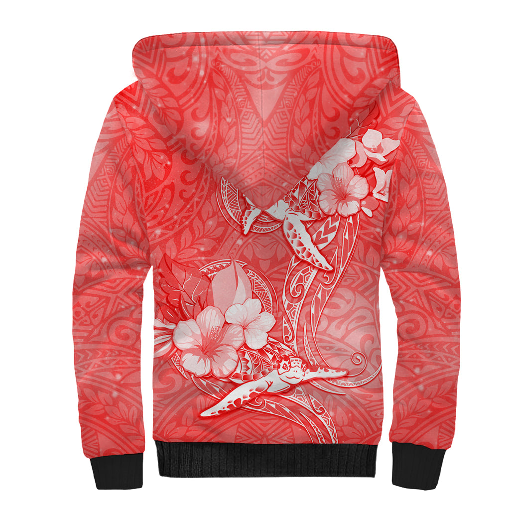 Polynesia Sea Turtle Couple Sherpa Hoodie Happy Valentine Day Red LT05 - Polynesian Pride