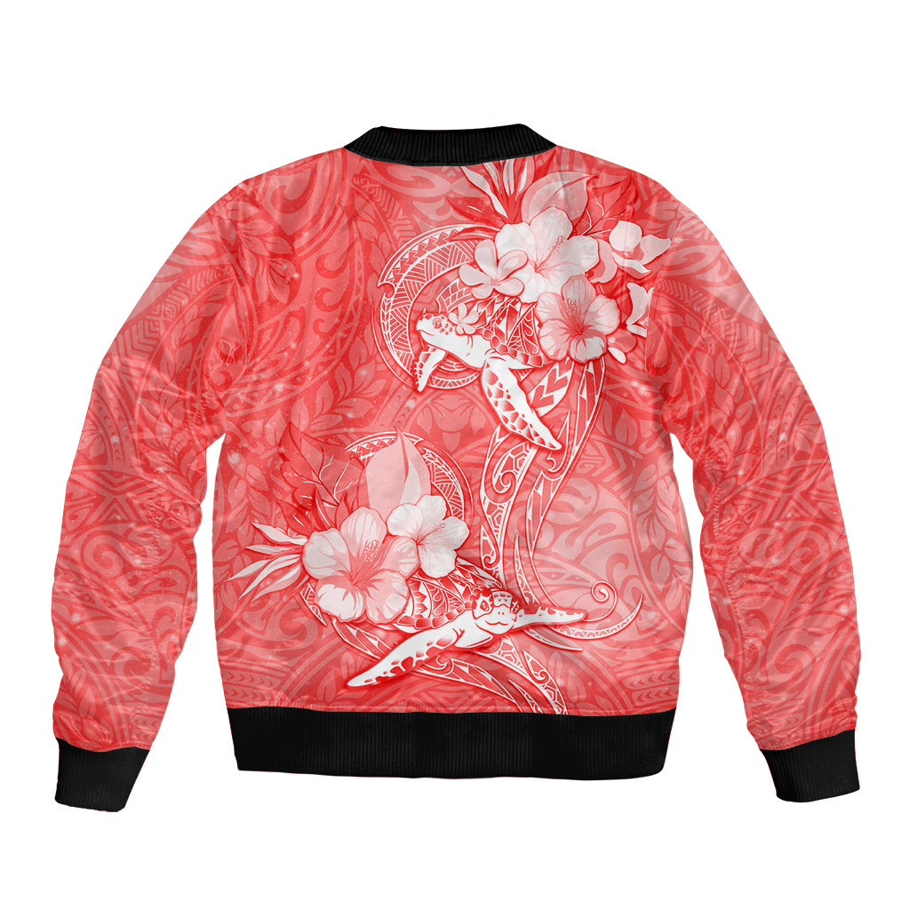 Polynesia Sea Turtle Couple Sleeve Zip Bomber Jacket Happy Valentine Day Red LT05 - Polynesian Pride