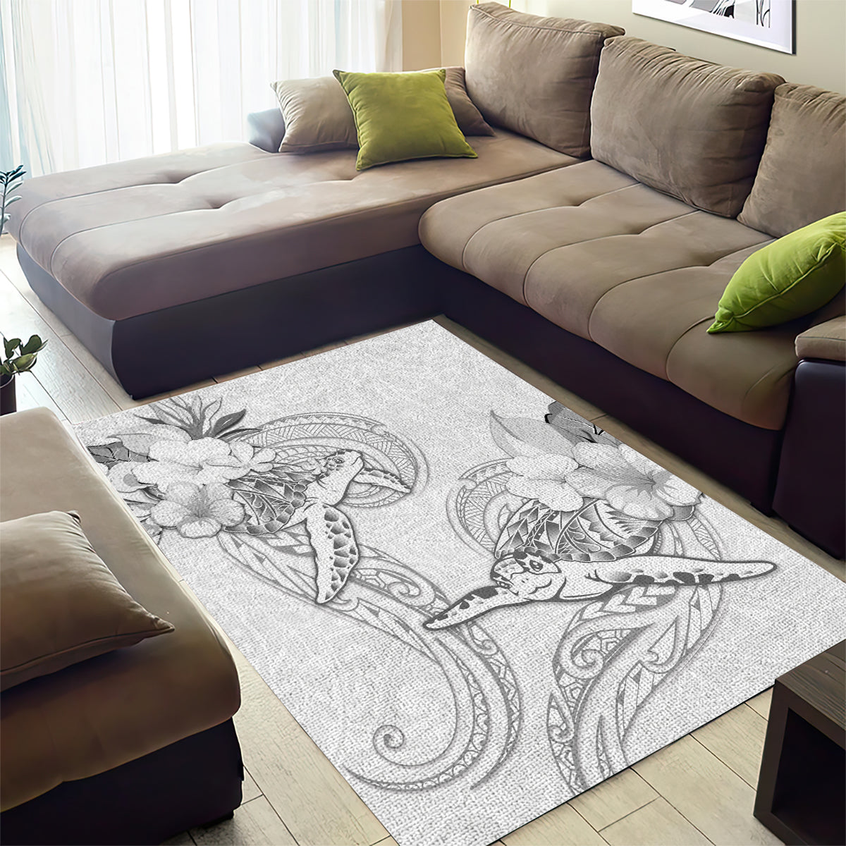 Polynesia Sea Turtle Couple Area Rug Happy Valentine Day White LT05 - Polynesian Pride