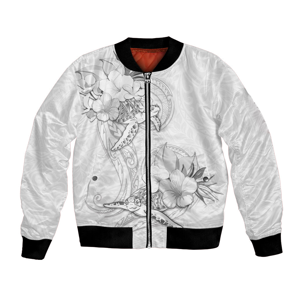 Polynesia Sea Turtle Couple Bomber Jacket Happy Valentine Day White LT05 Unisex White - Polynesian Pride