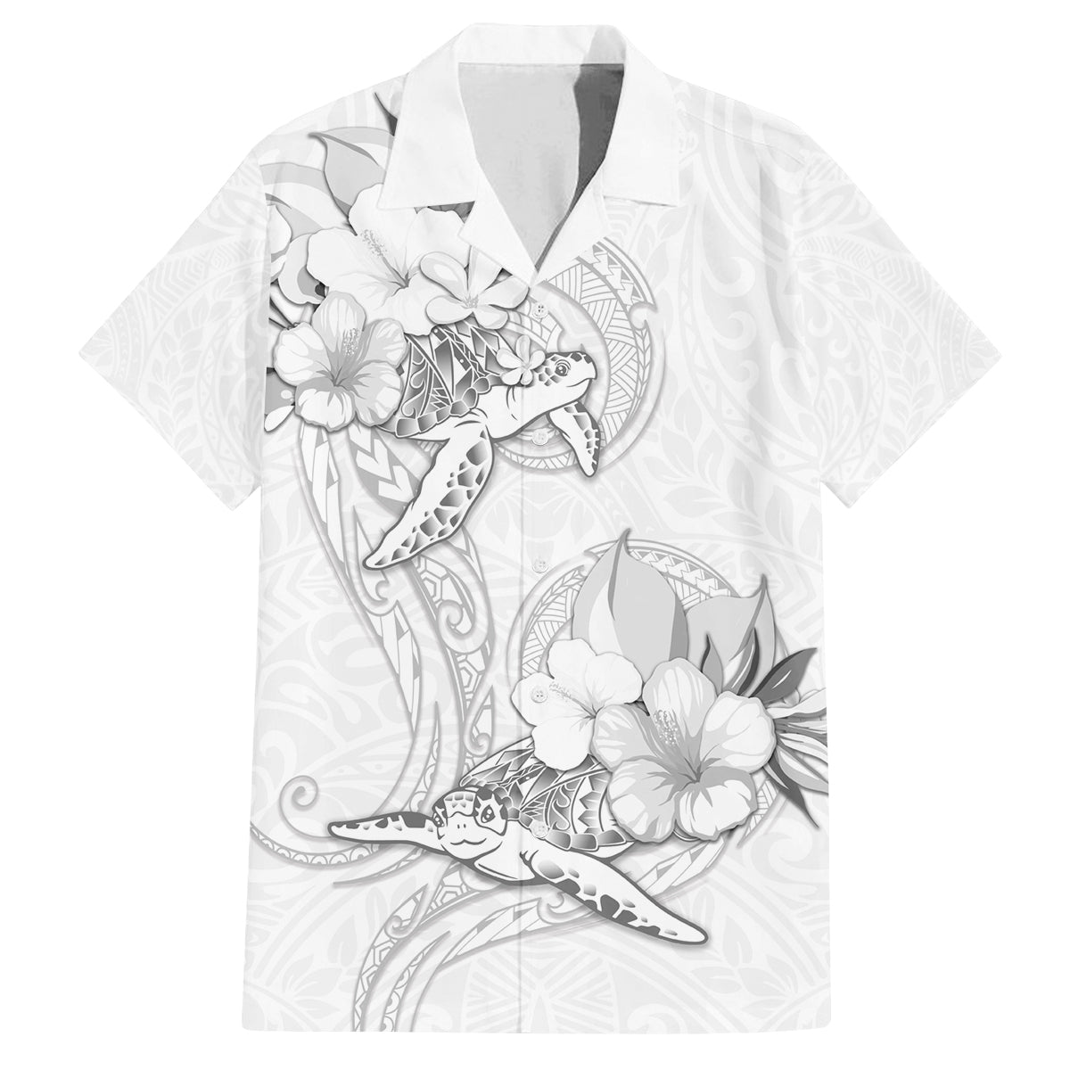 Polynesia Sea Turtle Couple Family Matching Puletasi Dress and Hawaiian Shirt Happy Valentine Day White LT05 Dad's Shirt - Short Sleeve White - Polynesian Pride