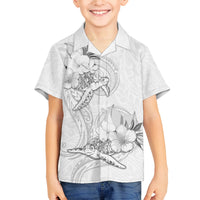 Polynesia Sea Turtle Couple Family Matching Tank Maxi Dress and Hawaiian Shirt Happy Valentine Day White LT05 Son's Shirt White - Polynesian Pride