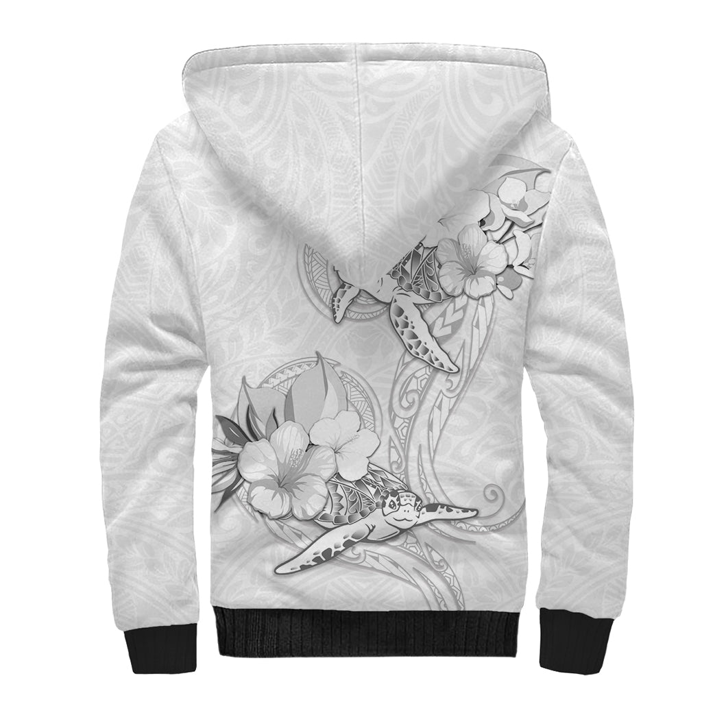 Polynesia Sea Turtle Couple Sherpa Hoodie Happy Valentine Day White LT05 - Polynesian Pride