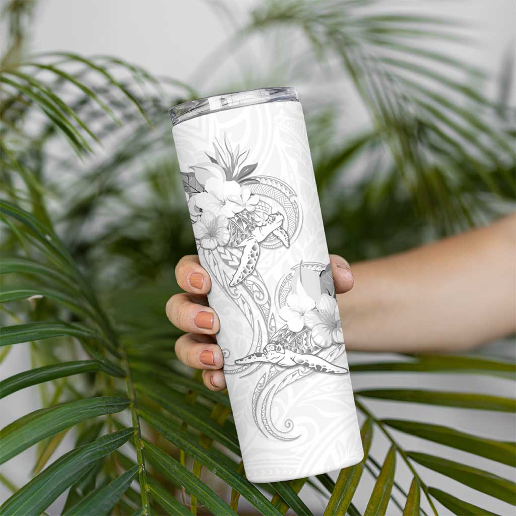 Polynesia Sea Turtle Couple Skinny Tumbler Happy Valentine Day White