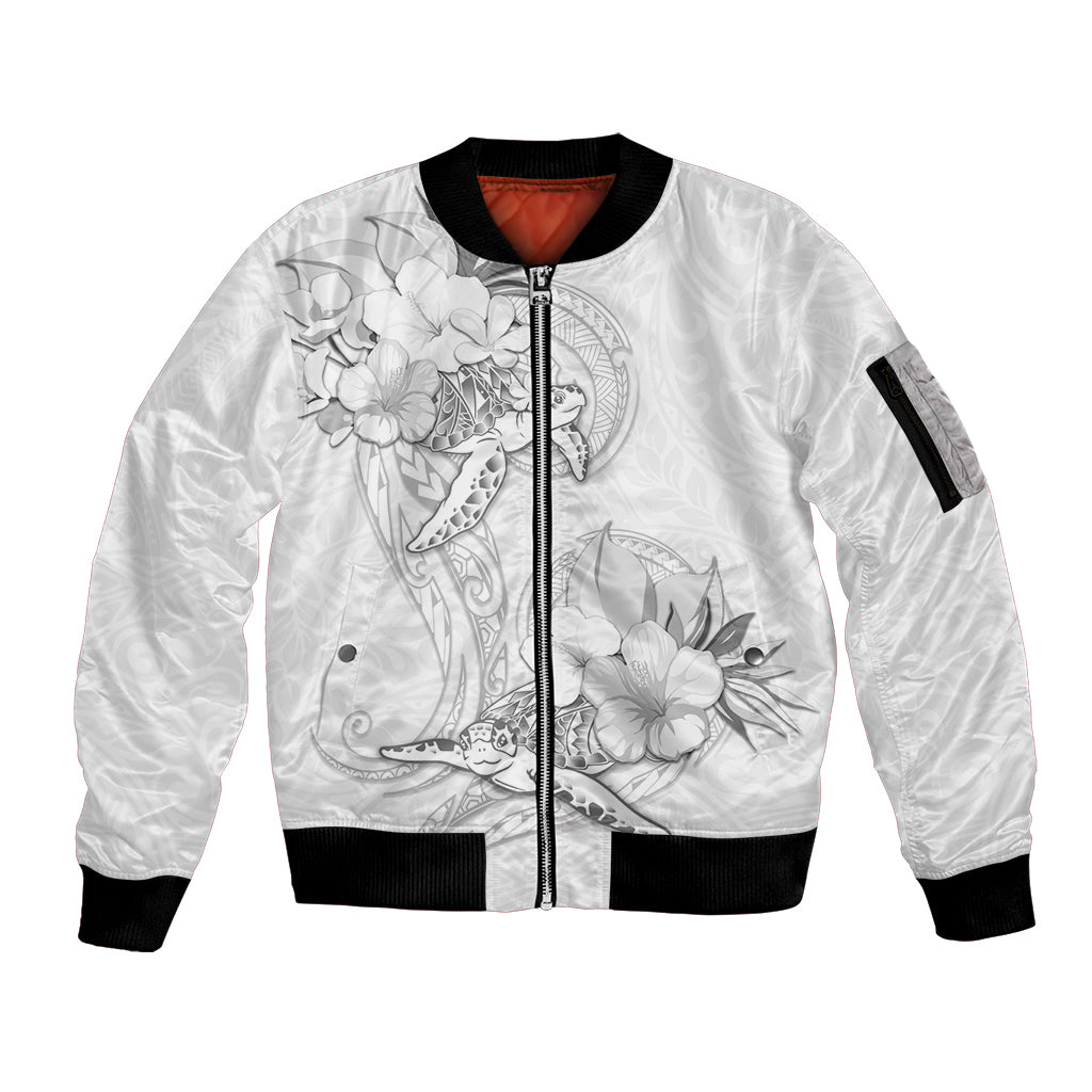 Polynesia Sea Turtle Couple Sleeve Zip Bomber Jacket Happy Valentine Day White LT05 Unisex White - Polynesian Pride
