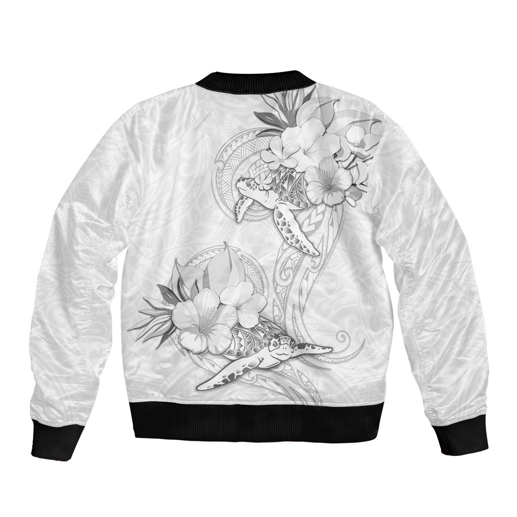 Polynesia Sea Turtle Couple Sleeve Zip Bomber Jacket Happy Valentine Day White LT05 - Polynesian Pride
