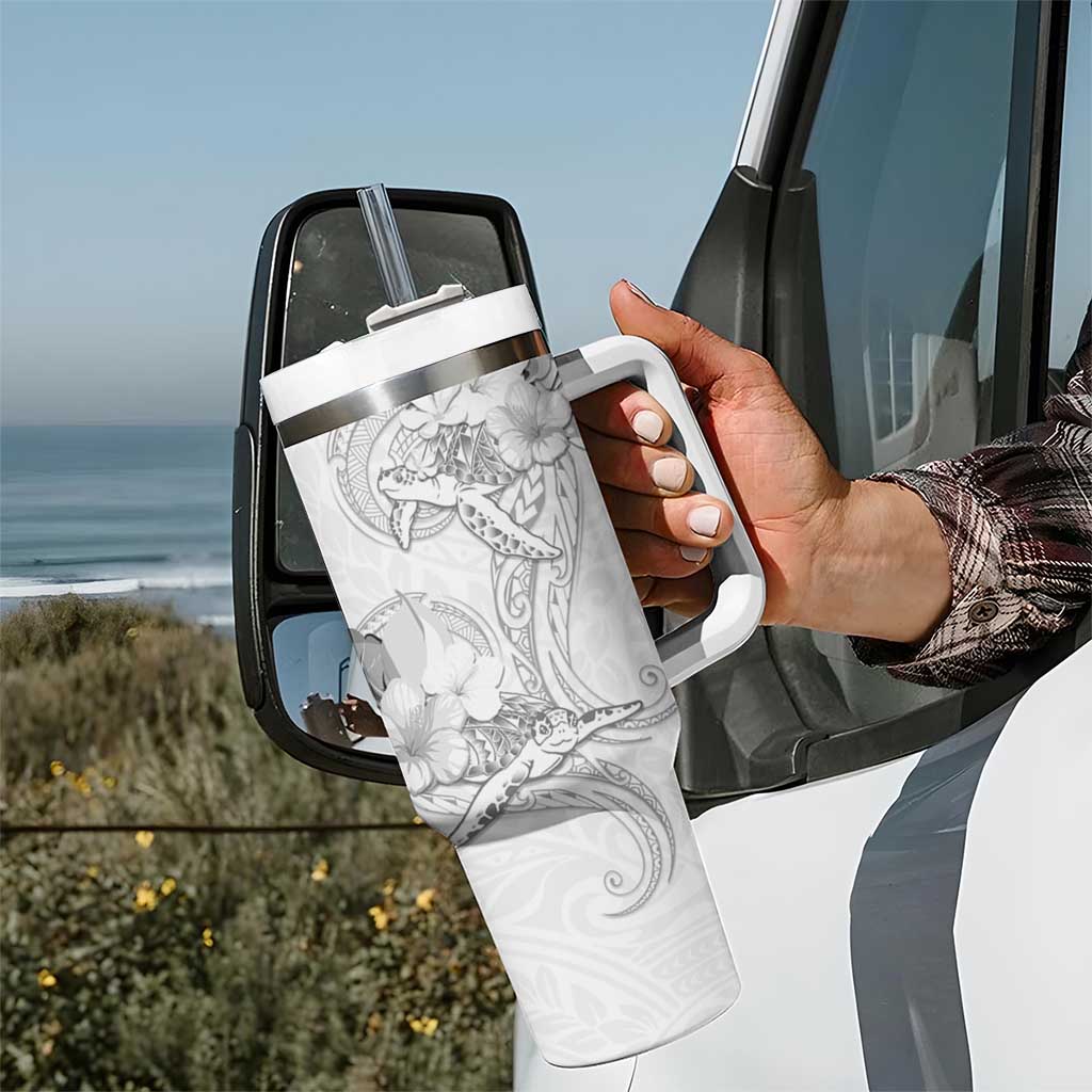 Polynesia Sea Turtle Couple Tumbler With Handle Happy Valentine Day White