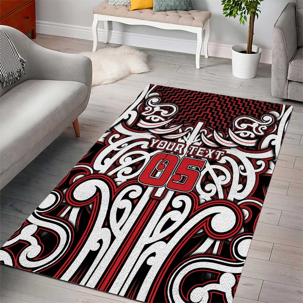 Custom Aotearoa Ngapuhi Area Rug Maori Tribal Pattern Mix Poutama