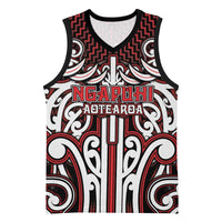 Custom Aotearoa Ngapuhi Basketball Jersey Maori Tribal Pattern Mix Poutama
