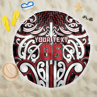 Custom Aotearoa Ngapuhi Beach Blanket Maori Tribal Pattern Mix Poutama
