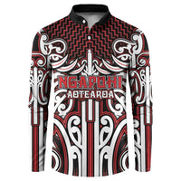 Custom Aotearoa Ngapuhi Button Sweatshirt Maori Tribal Pattern Mix Poutama