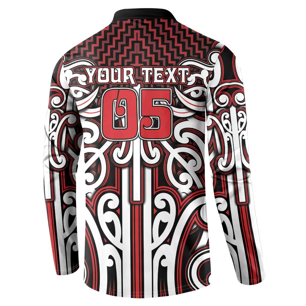 Custom Aotearoa Ngapuhi Button Sweatshirt Maori Tribal Pattern Mix Poutama