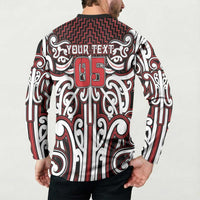 Custom Aotearoa Ngapuhi Button Sweatshirt Maori Tribal Pattern Mix Poutama