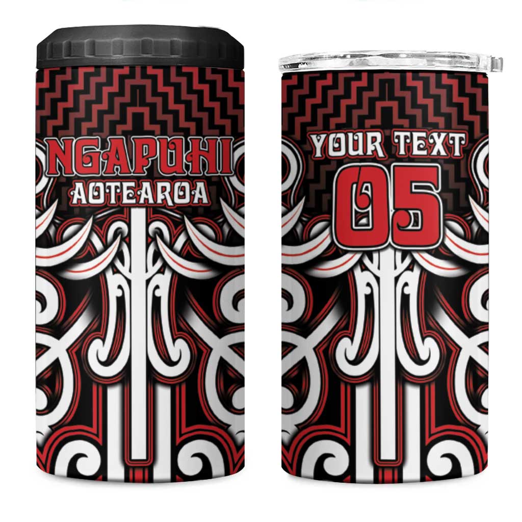 Custom Aotearoa Ngapuhi 4 in 1 Can Cooler Tumbler Maori Tribal Pattern Mix Poutama LT05 One Size: 16 oz Red - Polynesian Pride