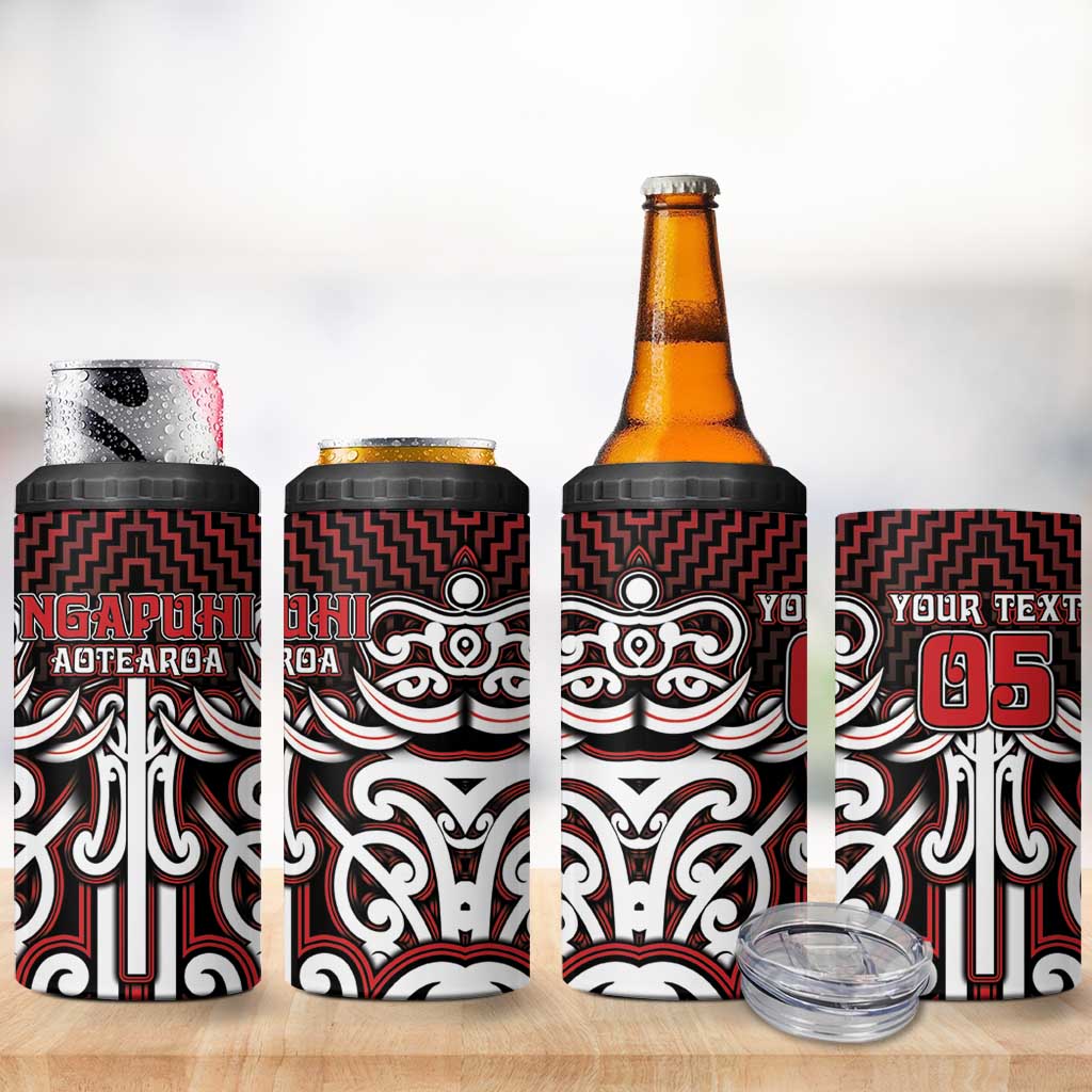 Custom Aotearoa Ngapuhi 4 in 1 Can Cooler Tumbler Maori Tribal Pattern Mix Poutama LT05 - Polynesian Pride