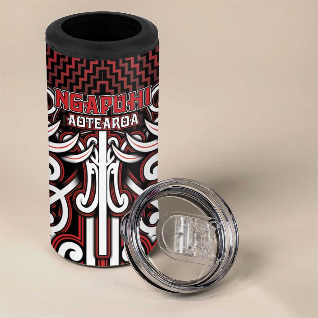 Custom Aotearoa Ngapuhi 4 in 1 Can Cooler Tumbler Maori Tribal Pattern Mix Poutama LT05 - Polynesian Pride