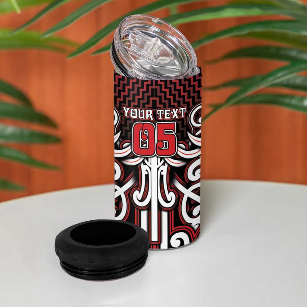 Custom Aotearoa Ngapuhi 4 in 1 Can Cooler Tumbler Maori Tribal Pattern Mix Poutama LT05 - Polynesian Pride