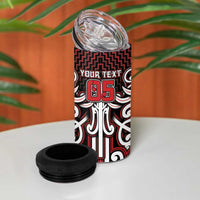 Custom Aotearoa Ngapuhi 4 in 1 Can Cooler Tumbler Maori Tribal Pattern Mix Poutama LT05 - Polynesian Pride