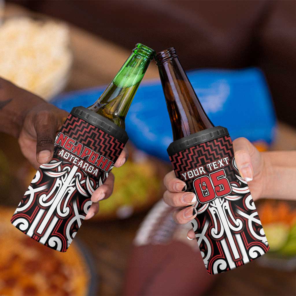 Custom Aotearoa Ngapuhi 4 in 1 Can Cooler Tumbler Maori Tribal Pattern Mix Poutama LT05 - Polynesian Pride