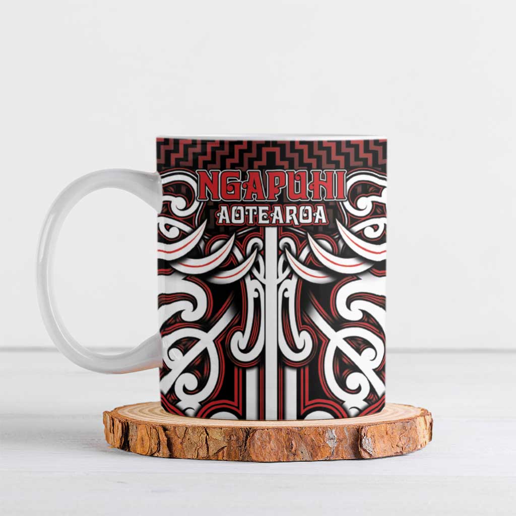 Custom Aotearoa Ngapuhi Ceramic Mug Maori Tribal Pattern Mix Poutama