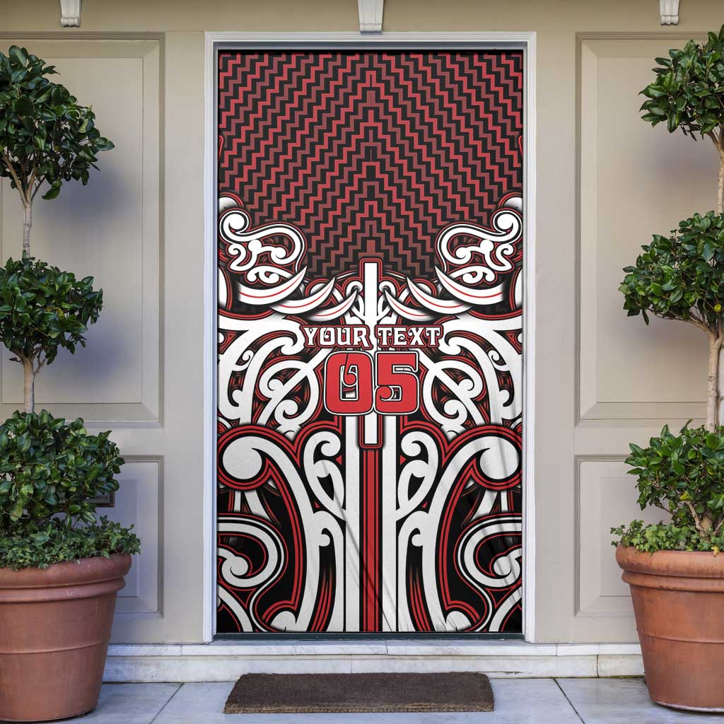 Custom Aotearoa Ngapuhi Door Cover Maori Tribal Pattern Mix Poutama