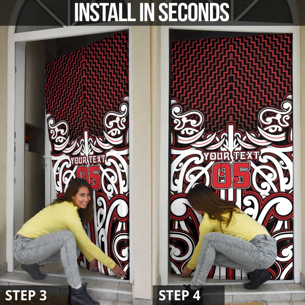 Custom Aotearoa Ngapuhi Door Cover Maori Tribal Pattern Mix Poutama