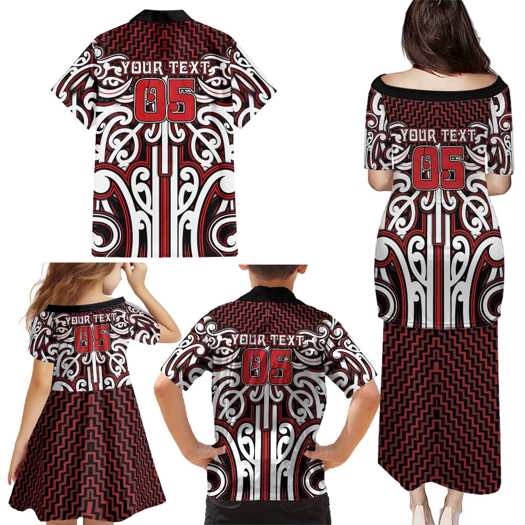Custom Aotearoa Ngapuhi Family Matching Puletasi and Hawaiian Shirt Maori Tribal Pattern Mix Poutama