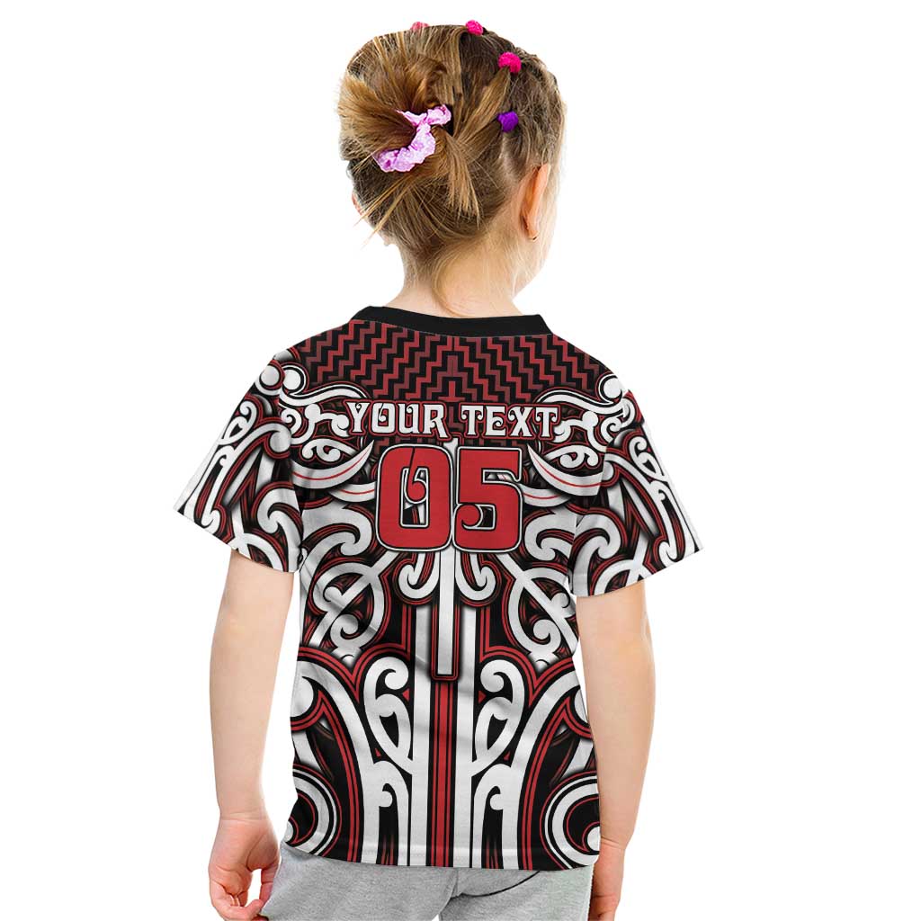 Custom Aotearoa Ngapuhi Kid T Shirt Maori Tribal Pattern Mix Poutama