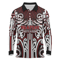 Custom Aotearoa Ngapuhi Long Sleeve Polo Shirt Maori Tribal Pattern Mix Poutama