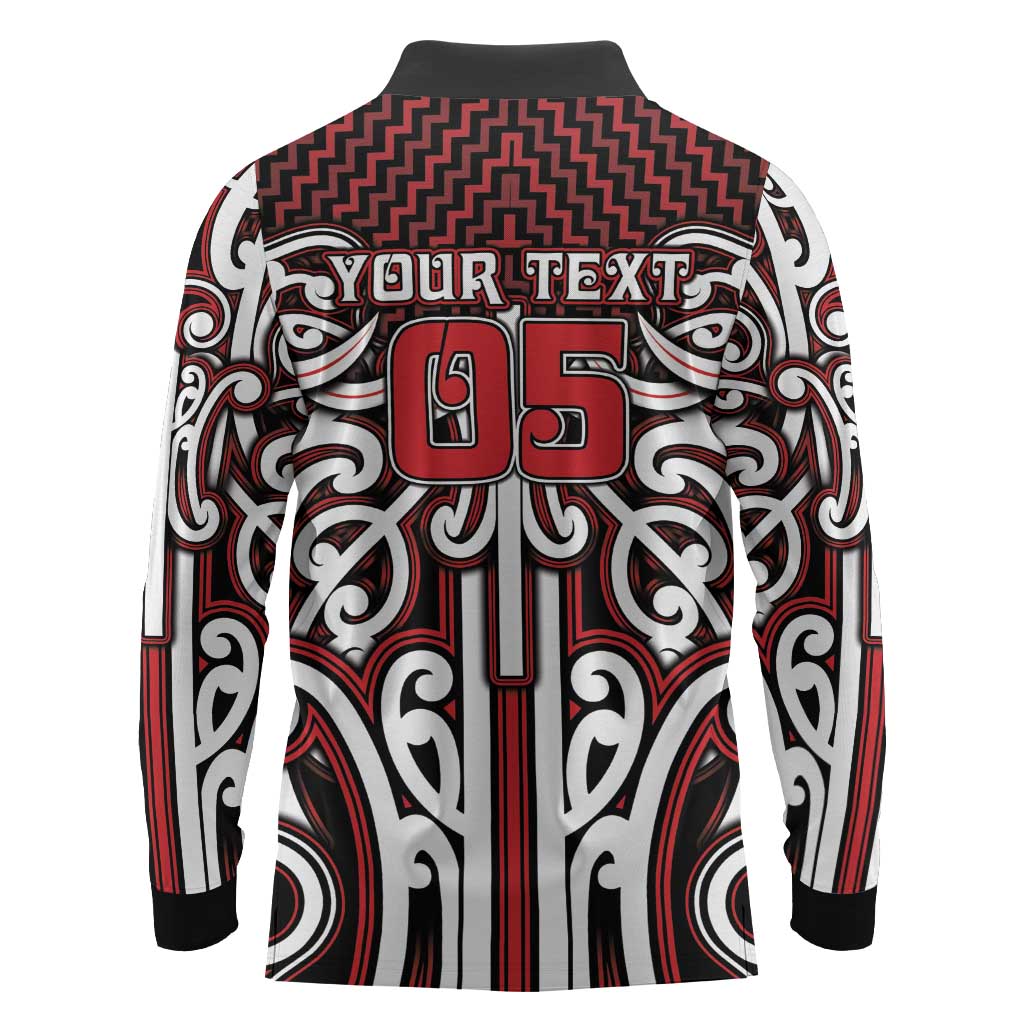 Custom Aotearoa Ngapuhi Long Sleeve Polo Shirt Maori Tribal Pattern Mix Poutama