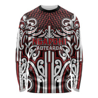 Custom Aotearoa Ngapuhi Long Sleeve Shirt Maori Tribal Pattern Mix Poutama LT05 Unisex Red - Polynesian Pride