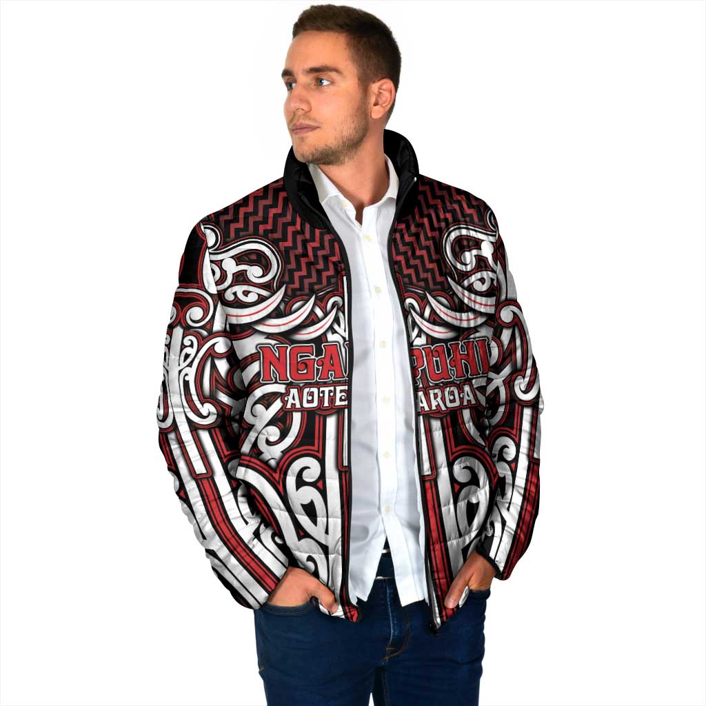 Custom Aotearoa Ngapuhi Padded Jacket Maori Tribal Pattern Mix Poutama