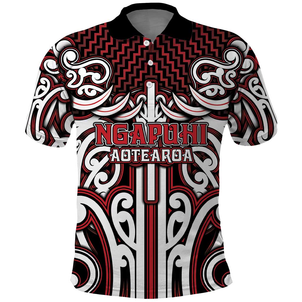 Custom Aotearoa Ngapuhi Polo Shirt Maori Tribal Pattern Mix Poutama LT05 Red - Polynesian Pride