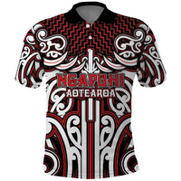 Custom Aotearoa Ngapuhi Polo Shirt Maori Tribal Pattern Mix Poutama LT05 Red - Polynesian Pride