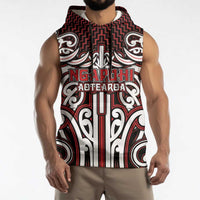 Custom Aotearoa Ngapuhi Sleeveless Hoodie Maori Tribal Pattern Mix Poutama