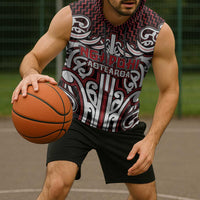 Custom Aotearoa Ngapuhi Sleeveless Hoodie Maori Tribal Pattern Mix Poutama