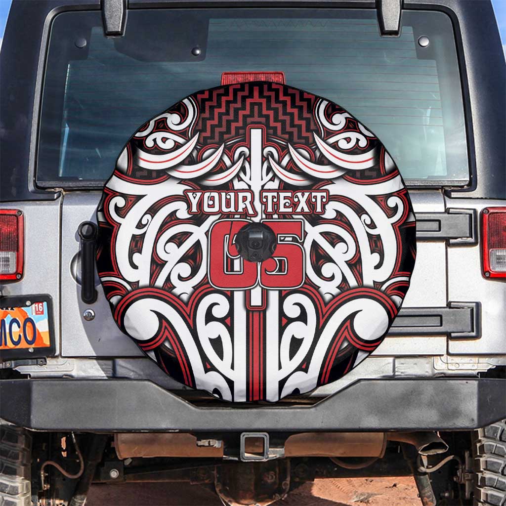 Custom Aotearoa Ngapuhi Spare Tire Cover Maori Tribal Pattern Mix Poutama LT05 Red - Polynesian Pride