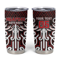 Custom Aotearoa Ngapuhi Tumbler Cup Maori Tribal Pattern Mix Poutama LT05 Red - Polynesian Pride