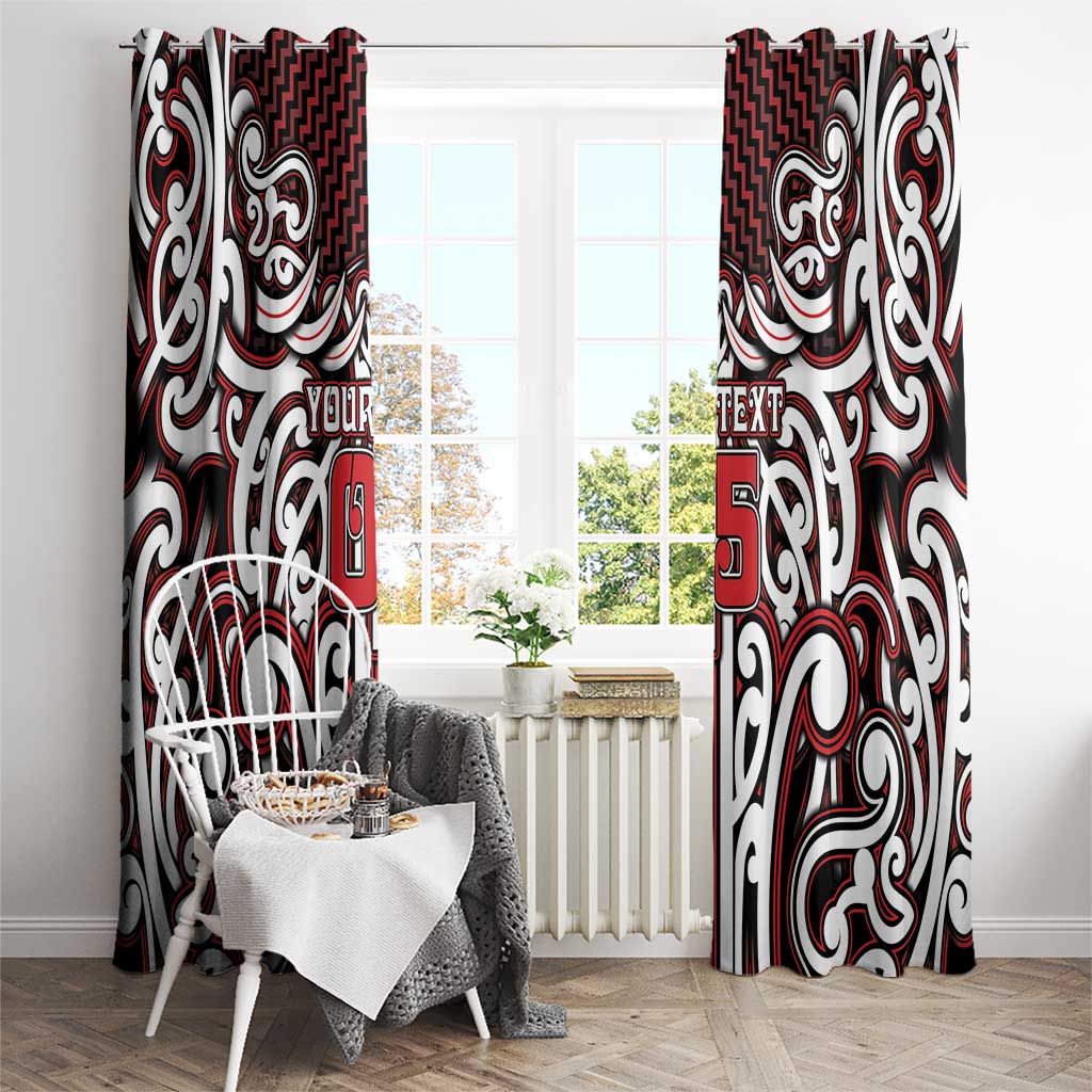 Custom Aotearoa Ngapuhi Window Curtain Maori Tribal Pattern Mix Poutama